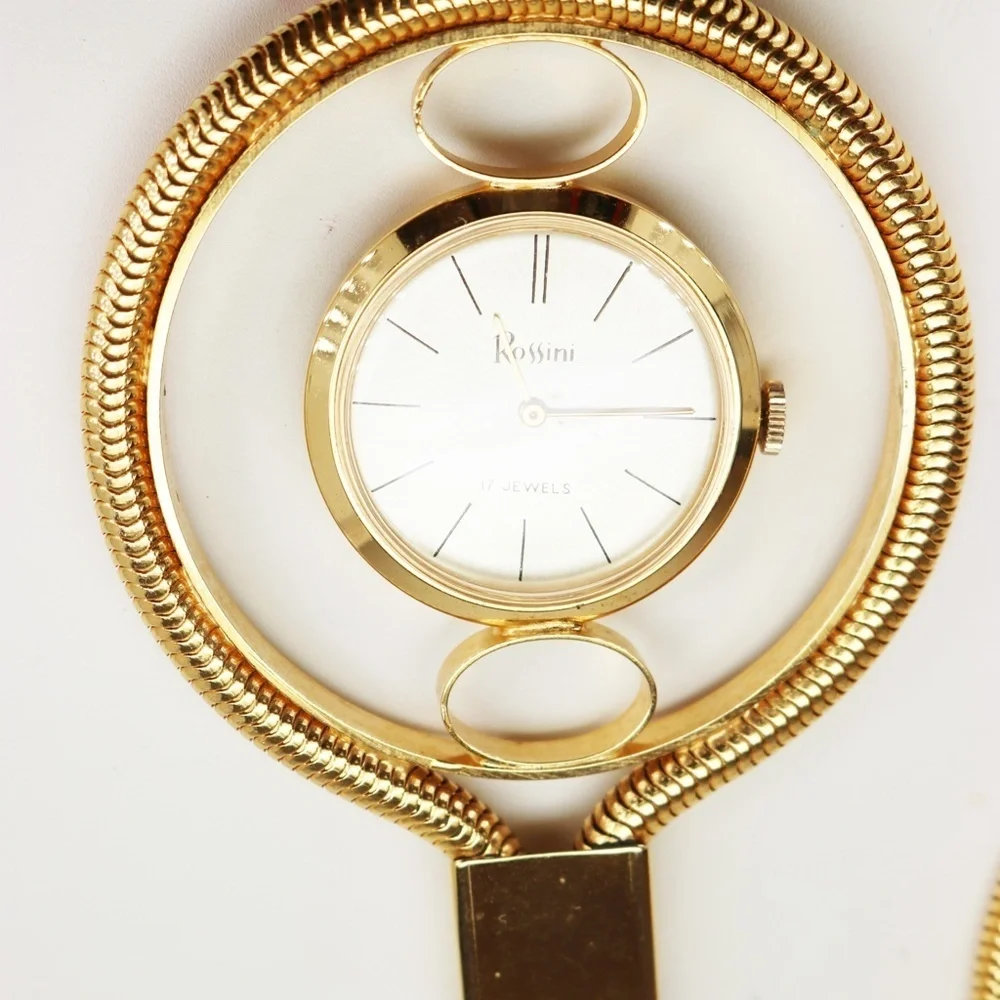 Vintage 1970s Rossini 17 Jewels Timepiece Necklace